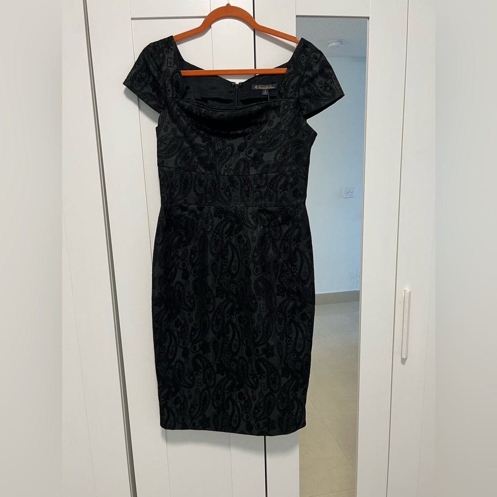 NWT BROOKS BROTHERS BLACK PAISLEY CAP SLEEVE DRESS 8 NEW